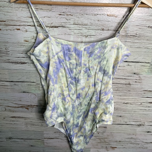 Zara white blue tank top bodysuit NWT medium - Picture 6 of 8
